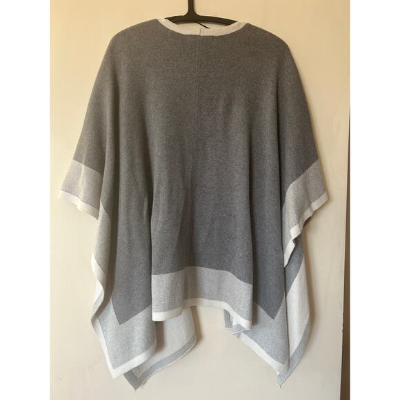 Rachel Roy Collection Open Poncho Shawl Wrap Colorblock Flowy Grey White Size M - Picture 8 of 9